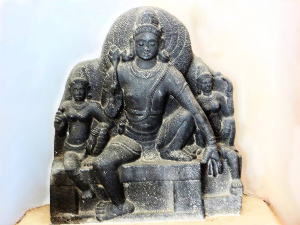Ancient Bodhisattva statue from Thirukarukavur, Thanjavur district, Tamil Nadu. Now in Thanjavur Art Gallery.