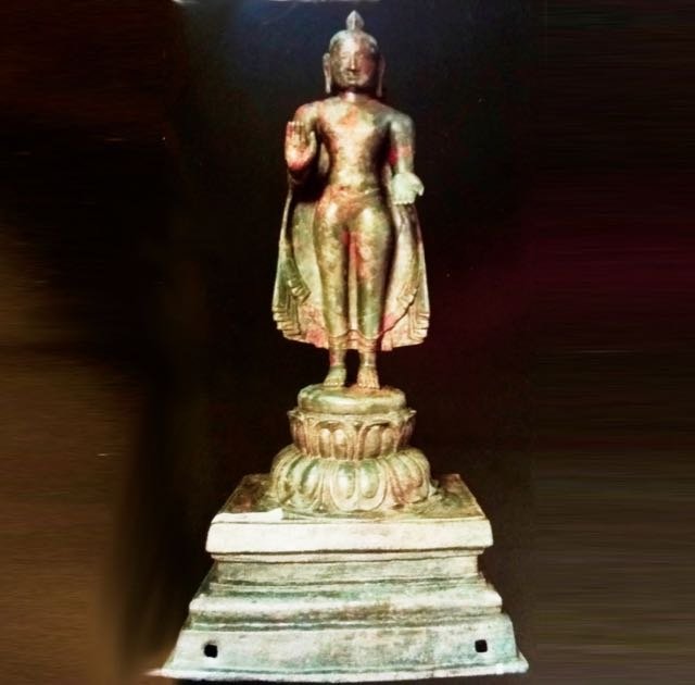 An ancient bronze Buddha statue from Sellur, Thirvarur dist. Tamil Nadu