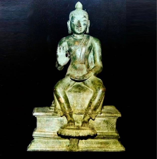 An ancient bronze statue of Buddha unearthed in Sellur, Thirvarur dist. Tamil Nadu