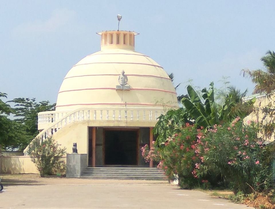 Buddha Temple recently built for enshrining an ancient Buddha statue in Thiyaganur, Salem district, Tamil Nadu.