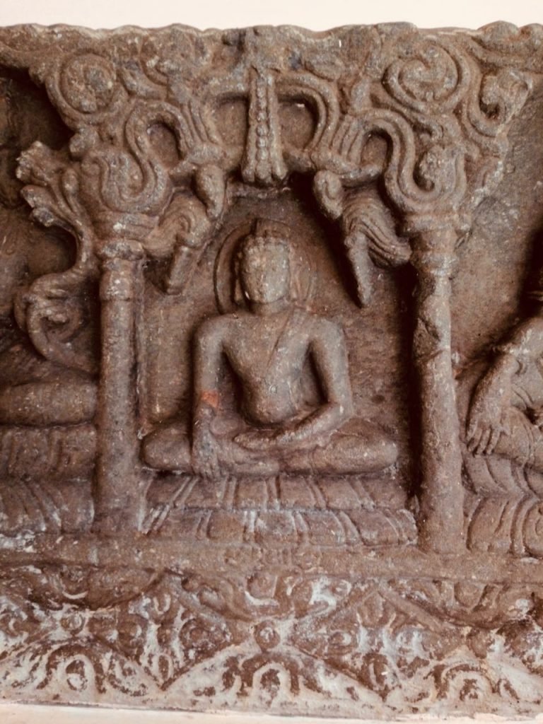 Buddha in the Buddha and Bodhisattva Panel from ancient Buddha Vihara, Balligavi, Karnataka